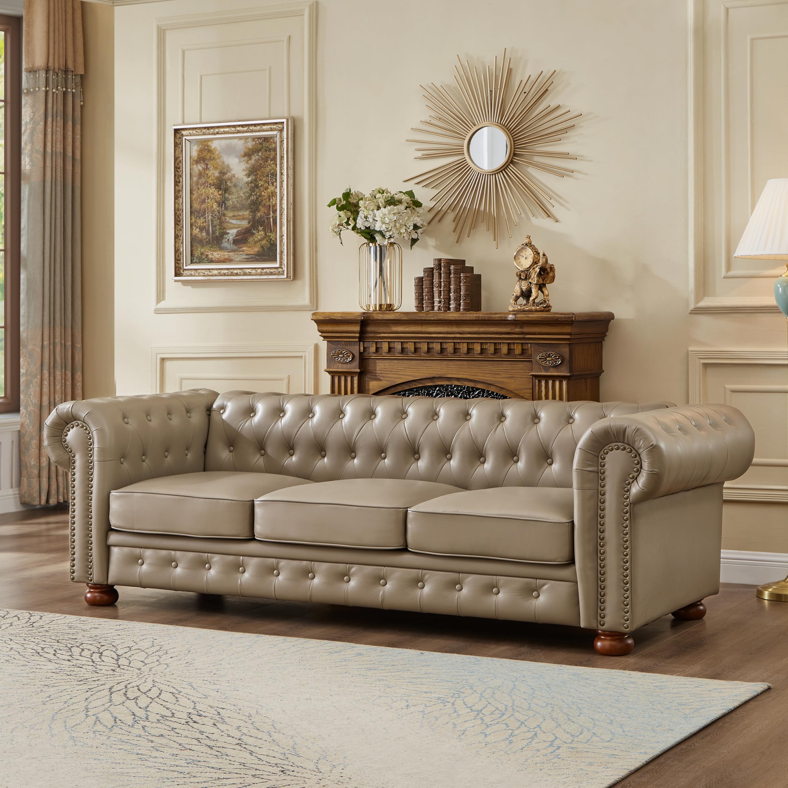 Amazon.com: N NOORDENIYA Chesterfield Leather Sofa, 89